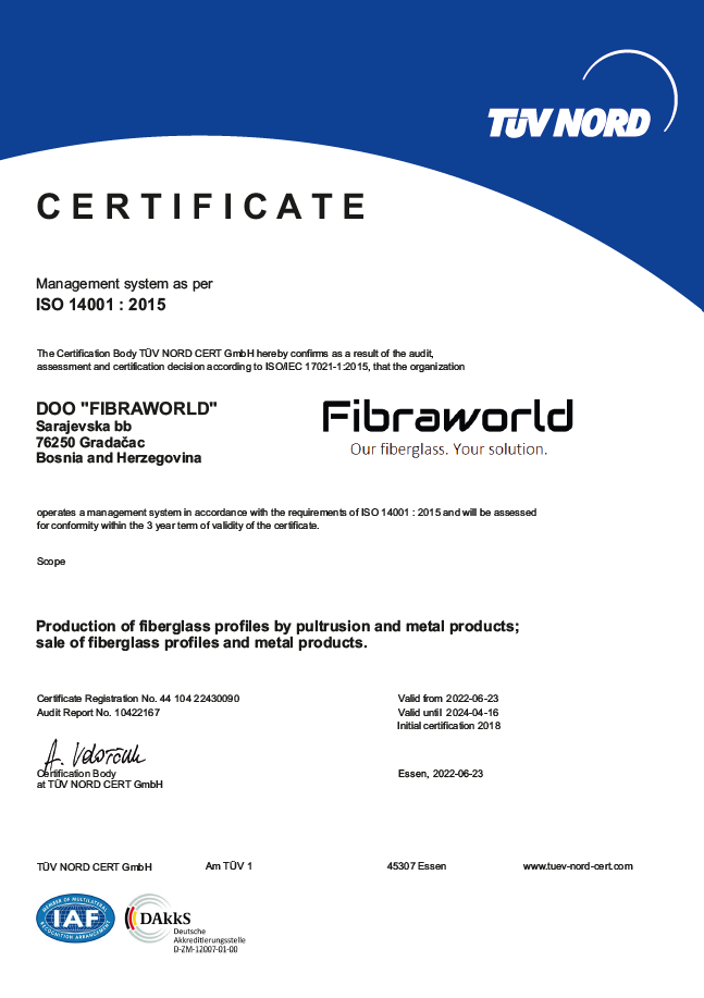 Certificato ISO 14001:2015 (Copertina)
